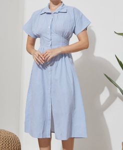 Light Blue Striped Shirt Dress