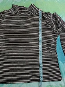 Cotton black and white stripe top