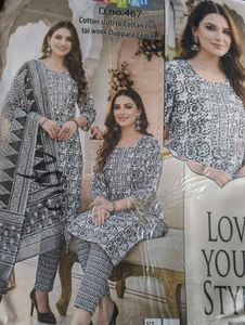 Cotton Slub Kurta Set with Dupatta