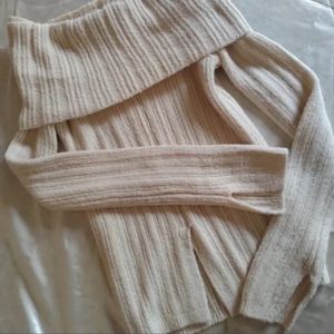 Cream Off-Shoulder Knit Sweater