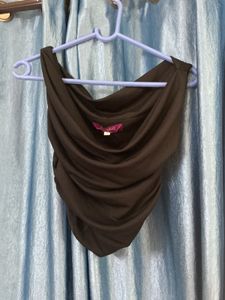 Stylish Brown Drape Top