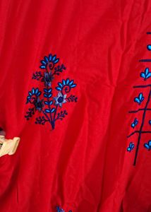 Red Kurta with Blue Printed palazzo