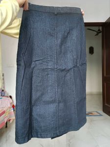 Denim Button-Down Midi Skirt