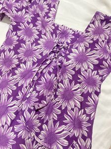 Purple Floral short  Print Fabric kurta