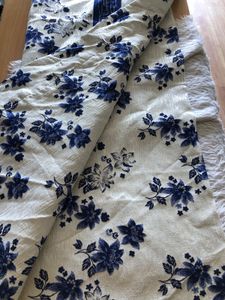 Blue&amp;Off White Printed Door Curtains Set