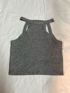 Charlotte Russe Grey Marled Ribbed Top