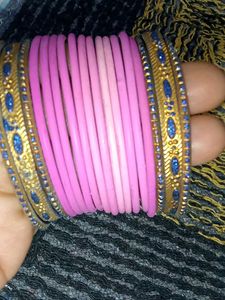 Elegant Pink &amp; Gold Bangles