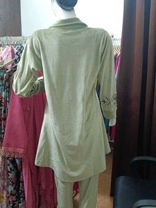 Party Wear Embroidered Green Kurta Set