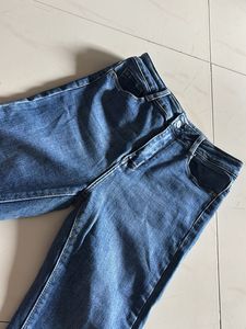vintage dark blue split hem Denim Jeans