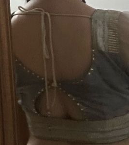 Silver Embellished Party Wear Net &amp; Georget Saree