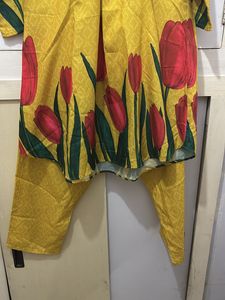 Yellow Cotton Kurta Set