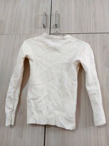 Cream Knit V-Neck Sweater