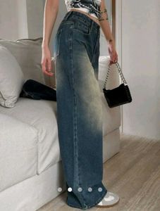 Vintage Wash Wide Leg Jeans
