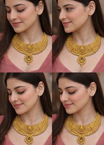 Exquisite Gold Necklace in 3 pieces model as shown