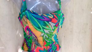 Vibrant Tropical Print Crop Top
