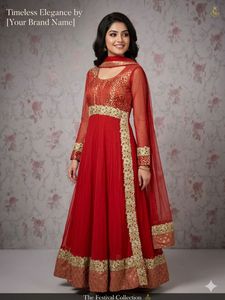 Elegant Red Embroidered Anarkali Gown