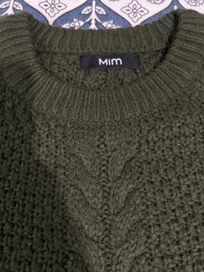 Cable Knit Knee Length Sweater Dress| Dark Olive