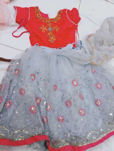 Adorable Girls' Embroidered Lehenga Choli Set