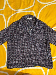 Classic Print Button-Up Top