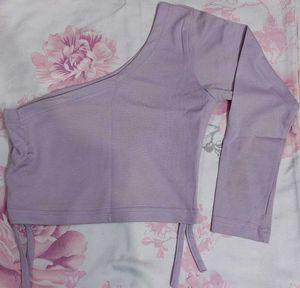 Lavender One-Shoulder Top with Ties