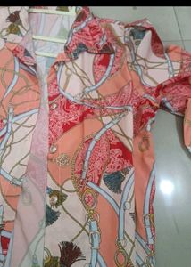 Chic Scarf Print Button-Up Shirt
