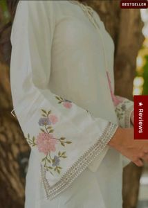 Atha Fashion White Embroidered Kurta Top