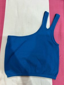 Zara’s Electric Blue One-Shoulder Top