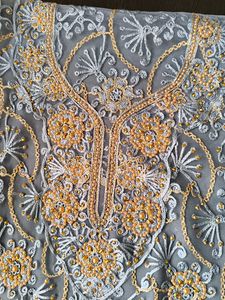 SEMI STITCHED EMBROIDERY AND STONE DRESS