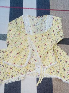 Yellow Floral Kimono Style Top