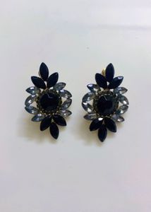 New Elegant Black Crystal Statement Earrings