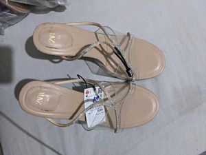 Zara Rhinestone Beige heels Size 40