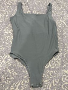 Grey Square Neck Bodysuit