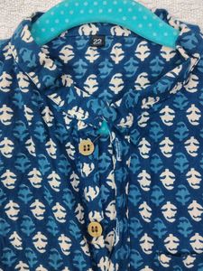 Blue Block Print Kurta