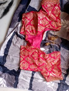 Stunning Pink &amp; Gold Brocade Lehenga Choli
