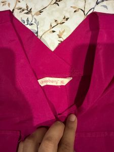 V-Neck Pink Long Sleeve Shirt