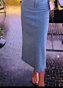Light Wash Denim Maxi Skirt