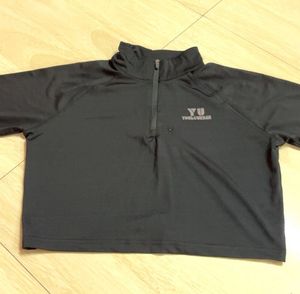 Black Cropped Long Sleeve Athletic Top