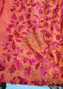Beautiful Pink &amp; Orange Embroidered Saree
