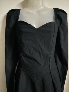 Chic Black Puff Sleeve Mini Dress