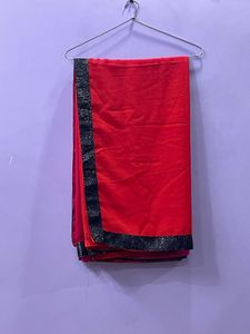 Elegant Red Saree with Embellished Border