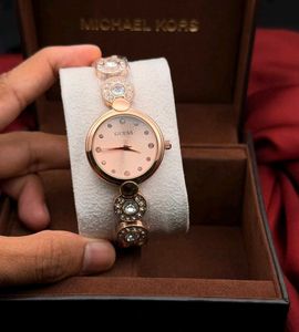 Sparkling Rose Gold Triangle Watch