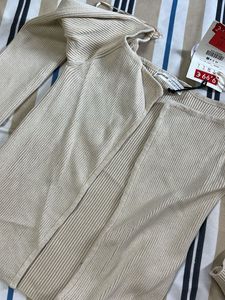 Ribbed Beige Cardigan from Pull &amp; Bear