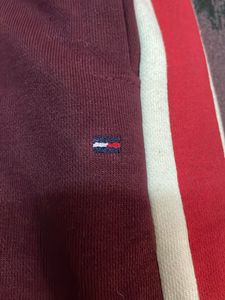 Maroon Sweatpants with Side Stripes