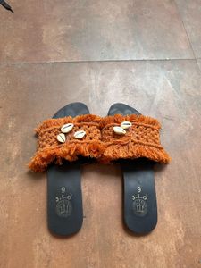 Boho Chic Cowrie Shell Fringe Slides - Imported