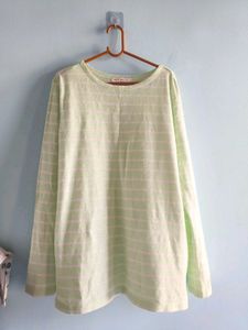 Light Green Striped Long Sleeve Top