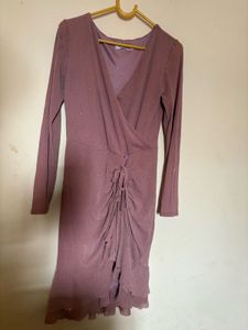 Mauve Ruched Detail Mini Dress