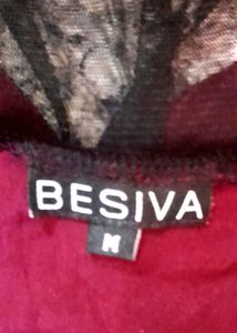 Besiva Maroon And Black Bodycon Dress