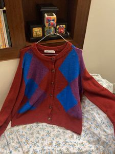 Zara Cozy Argyle Knit Cardigan