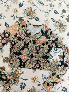 Sheer Paisley Print Long Sleeve Top