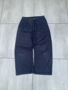 raw denim wide leg trouser